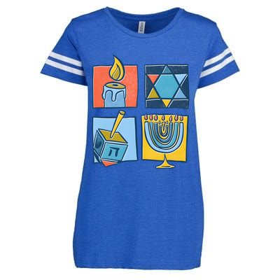 Hanukkah Jewish Menorah Pajamas Chanukah Enza Ladies Jersey Football T-Shirt