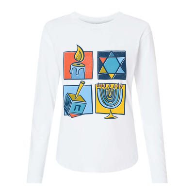 Hanukkah Jewish Menorah Pajamas Chanukah Womens Cotton Relaxed Long Sleeve T-Shirt