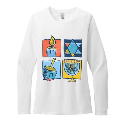 Hanukkah Jewish Menorah Pajamas Chanukah Womens CVC Long Sleeve Shirt