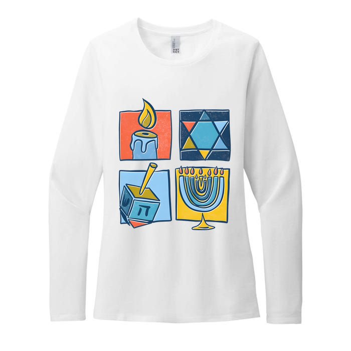 Hanukkah Jewish Menorah Pajamas Chanukah Womens CVC Long Sleeve Shirt