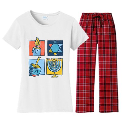 Hanukkah Jewish Menorah Pajamas Chanukah Women's Flannel Pajama Set