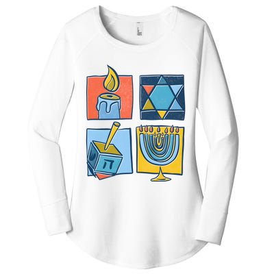 Hanukkah Jewish Menorah Pajamas Chanukah Women's Perfect Tri Tunic Long Sleeve Shirt