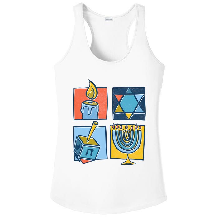 Hanukkah Jewish Menorah Pajamas Chanukah Ladies PosiCharge Competitor Racerback Tank