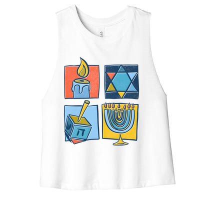 Hanukkah Jewish Menorah Pajamas Chanukah Women's Racerback Cropped Tank