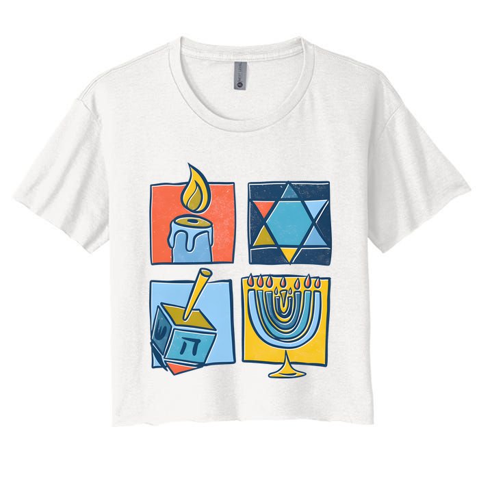 Hanukkah Jewish Menorah Pajamas Chanukah Women's Crop Top Tee