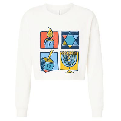 Hanukkah Jewish Menorah Pajamas Chanukah Cropped Pullover Crew