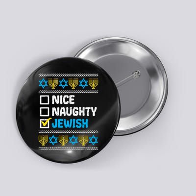 Hanukkah Jewish Nice Naughty Ugly Sweater Button