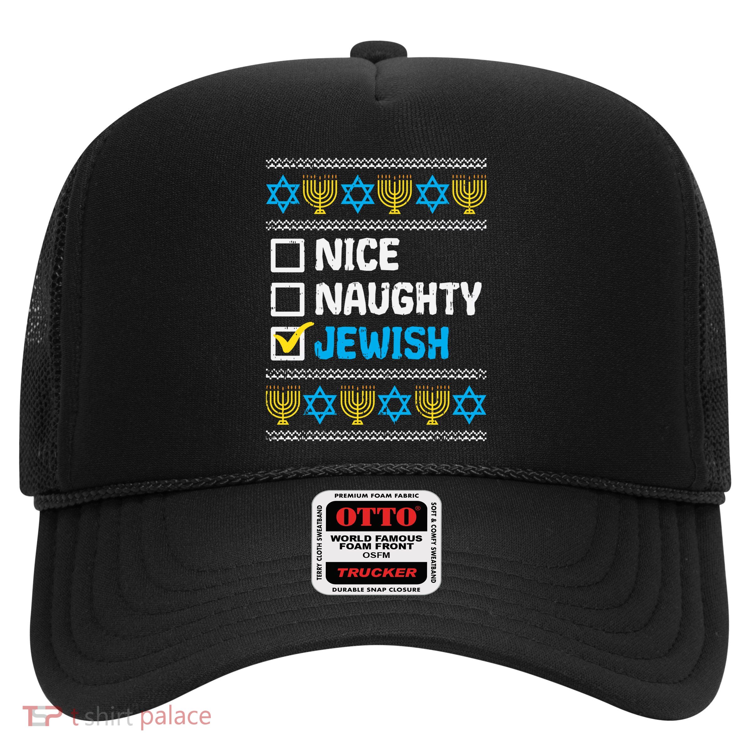 Hanukkah Jewish Nice Naughty Ugly Sweater Trucker Hat