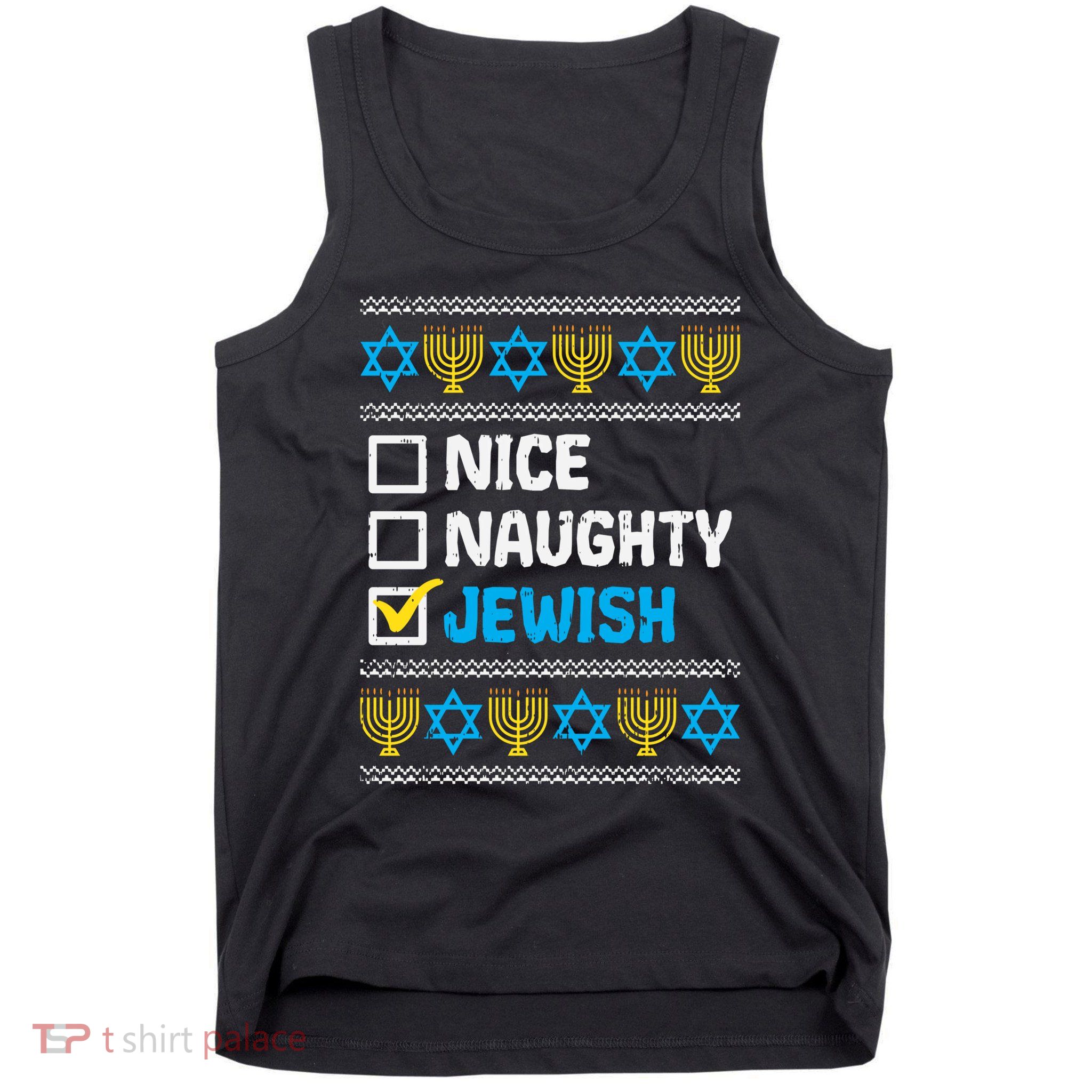 Hanukkah Jewish Nice Naughty Ugly Sweater Tank Top