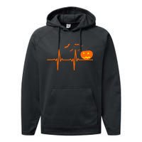 Halloween Jack O Lantern Pulse Heart Beat Performance Fleece Hoodie