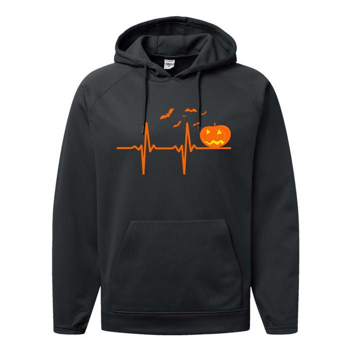 Halloween Jack O Lantern Pulse Heart Beat Performance Fleece Hoodie