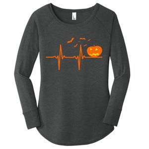 Halloween Jack O Lantern Pulse Heart Beat Women's Perfect Tri Tunic Long Sleeve Shirt