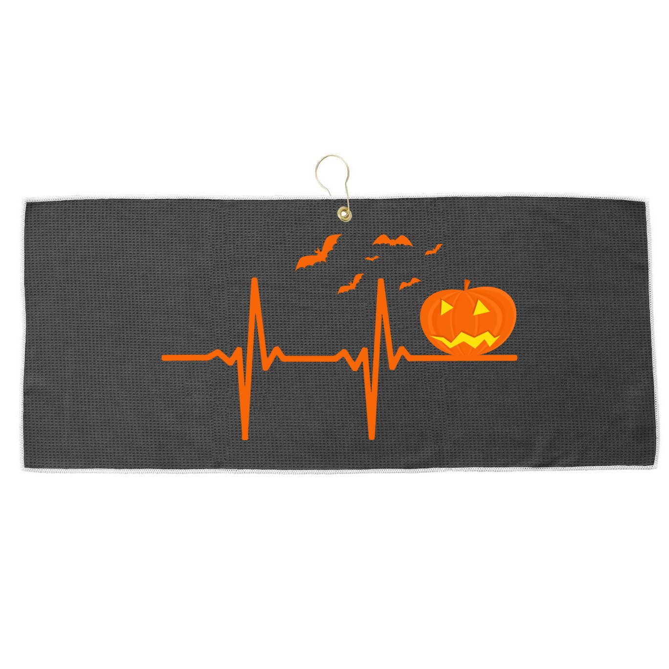 Halloween Jack O Lantern Pulse Heart Beat Large Microfiber Waffle Golf Towel