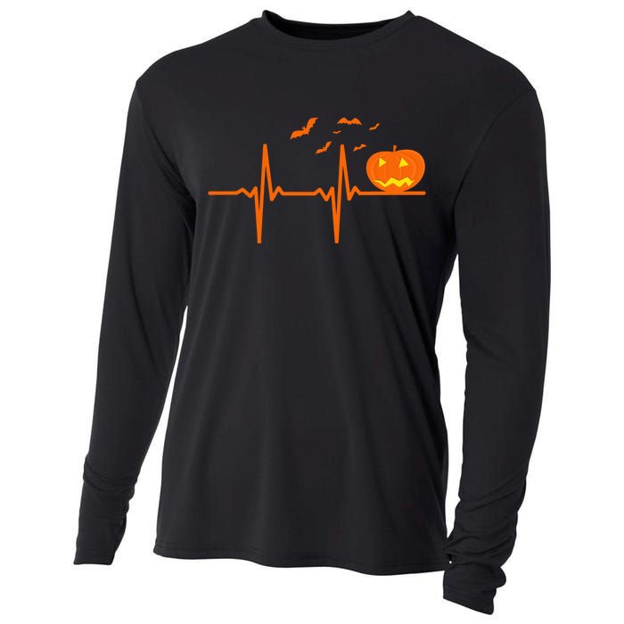 Halloween Jack O Lantern Pulse Heart Beat Cooling Performance Long Sleeve Crew