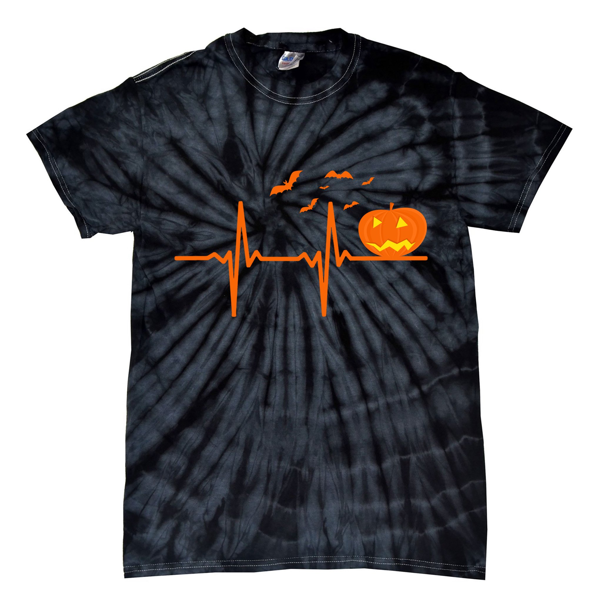 Halloween Jack O Lantern Pulse Heart Beat Tie-Dye T-Shirt