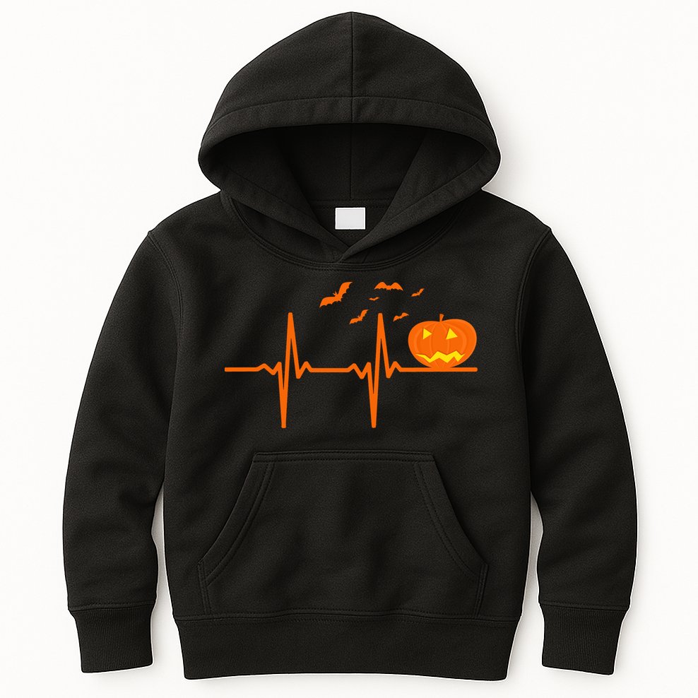 Halloween Jack O Lantern Pulse Heart Beat Kids Hoodie