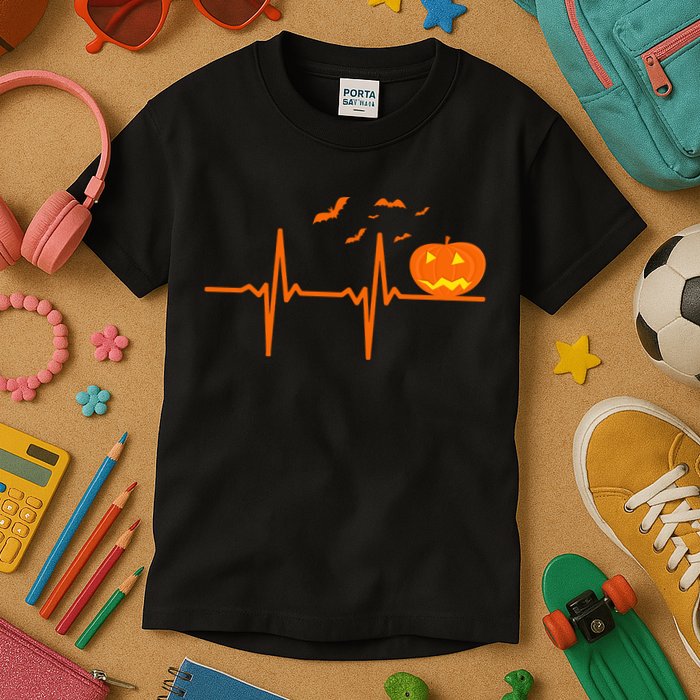 Halloween Jack O Lantern Pulse Heart Beat Kids T-Shirt
