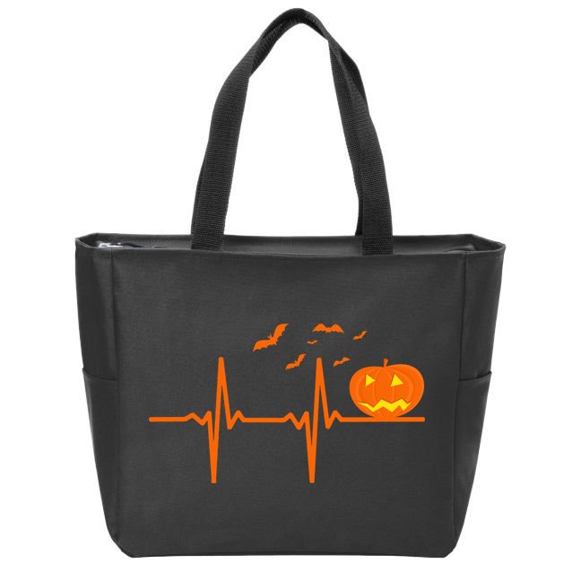 Halloween Jack O Lantern Pulse Heart Beat Zip Tote Bag
