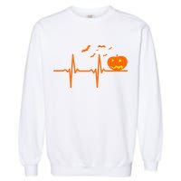 Halloween Jack O Lantern Pulse Heart Beat Garment-Dyed Sweatshirt