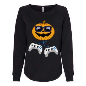 Halloween Jack O Lantern Pixelated Gaming Gamer Womens California Wash Sweatshirt