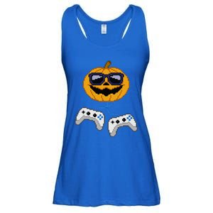 Halloween Jack O Lantern Pixelated Gaming Gamer Ladies Essential Flowy Tank