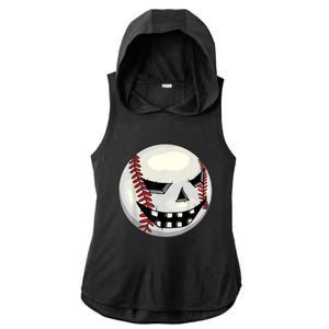 Halloween Jack O Lantern Baseball Player Coach Pitcher Ladies PosiCharge Tri-Blend Wicking Draft Hoodie Tank