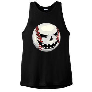 Halloween Jack O Lantern Baseball Player Coach Pitcher Ladies PosiCharge Tri-Blend Wicking Tank