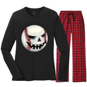 Halloween Jack O Lantern Baseball Player Coach Pitcher Women's Long Sleeve Flannel Pajama Set 