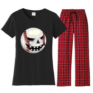 Halloween Jack O Lantern Baseball Player Coach Pitcher Women's Flannel Pajama Set