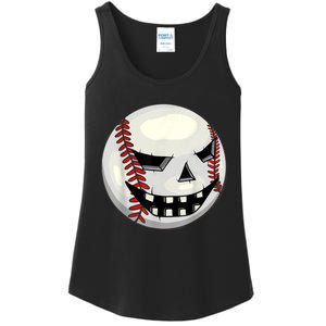 Halloween Jack O Lantern Baseball Player Coach Pitcher Ladies Essential Tank