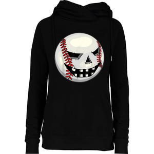 Halloween Jack O Lantern Baseball Player Coach Pitcher Womens Funnel Neck Pullover Hood