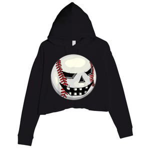 Halloween Jack O Lantern Baseball Player Coach Pitcher Crop Fleece Hoodie