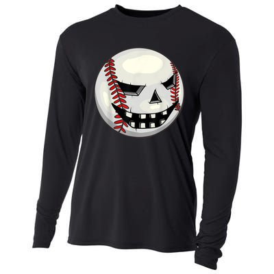 Halloween Jack O Lantern Baseball Player Coach Pitcher Cooling Performance Long Sleeve Crew