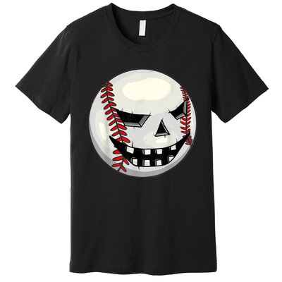 Halloween Jack O Lantern Baseball Player Coach Pitcher Premium T-Shirt