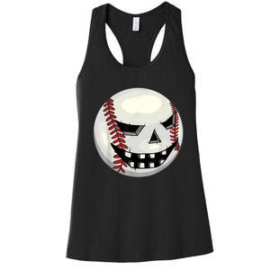 Halloween Jack O Lantern Baseball Player Coach Pitcher Women's Racerback Tank