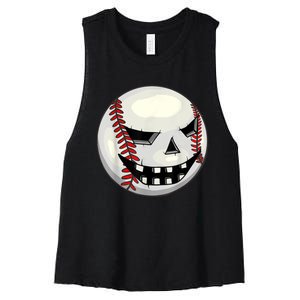 Halloween Jack O Lantern Baseball Player Coach Pitcher Women's Racerback Cropped Tank