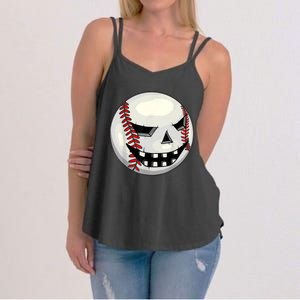 Halloween Jack O Lantern Baseball Player Coach Pitcher Women's Strappy Tank