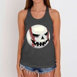 Halloween Jack O Lantern Baseball Player Coach Pitcher Women's Knotted Racerback Tank