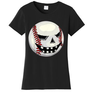 Halloween Jack O Lantern Baseball Player Coach Pitcher Women's T-Shirt