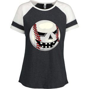 Halloween Jack O Lantern Baseball Player Coach Pitcher Enza Ladies Jersey Colorblock Tee