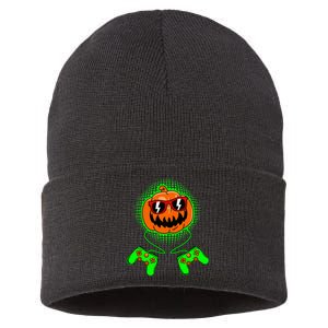 Halloween Jack O Lantern Gamer Halloween Sustainable Knit Beanie