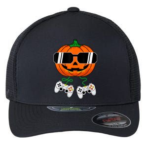 Halloween Jack O Lantern Gamer Dad Funny Halloween Flexfit Unipanel Trucker Cap