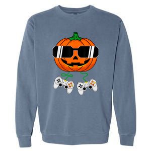 Halloween Jack O Lantern Gamer Dad Funny Halloween Garment-Dyed Sweatshirt