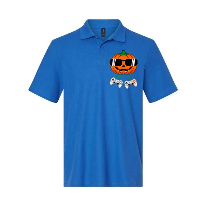 Halloween Jack O Lantern Gamer Dad Funny Halloween Softstyle Adult Sport Polo