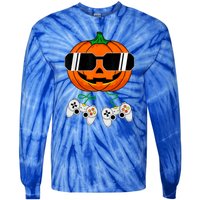 Halloween Jack O Lantern Gamer Dad Funny Halloween Tie-Dye Long Sleeve Shirt