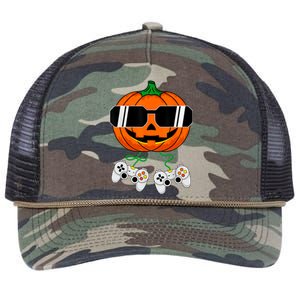 Halloween Jack O Lantern Gamer Dad Funny Halloween Retro Rope Trucker Hat Cap