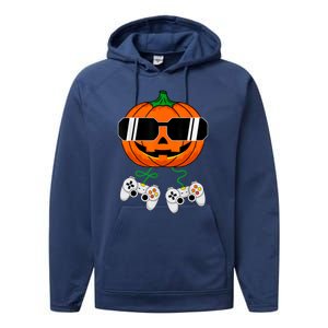 Halloween Jack O Lantern Gamer Dad Funny Halloween Performance Fleece Hoodie