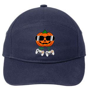 Halloween Jack O Lantern Gamer Dad Funny Halloween 7-Panel Snapback Hat