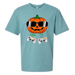 Halloween Jack O Lantern Gamer Dad Funny Halloween Sueded Cloud Jersey T-Shirt