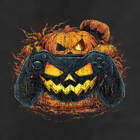 Halloween Jack O Lantern Pixelated Gaming Gamer 7 Panel Mesh Trucker Snapback Hat